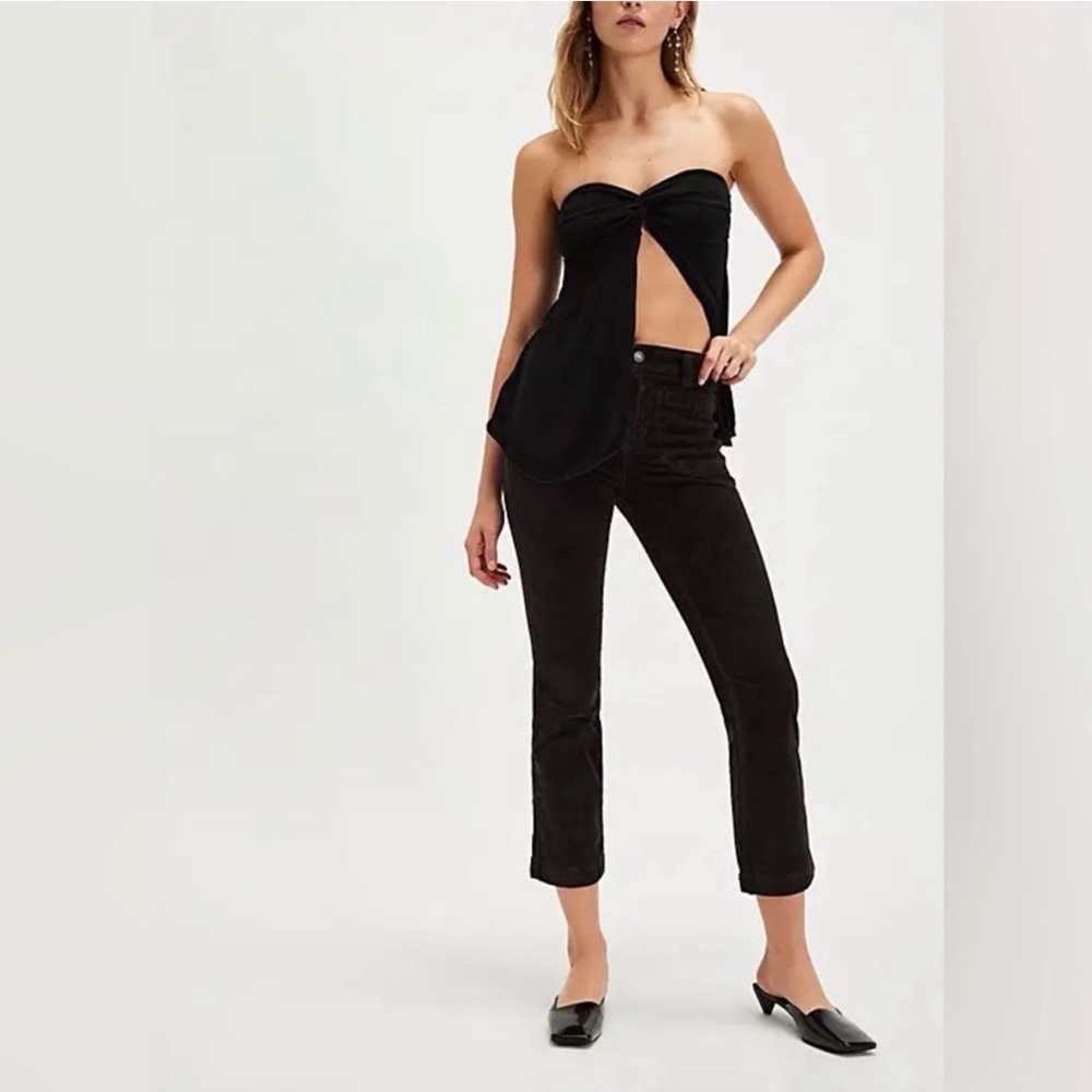 NWT Free People black velvet flare pants Size 0